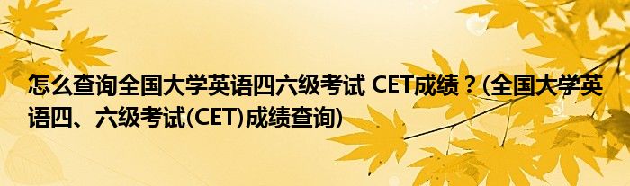 怎么查詢?nèi)珖髮W(xué)英語四六級考試 CET成績？(全國大學(xué)英語四、六級考試(CET)成績查詢)
