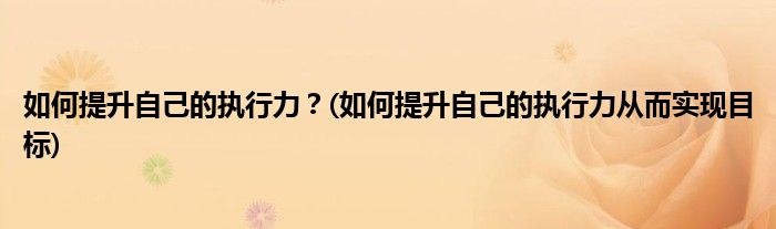 如何提升自己的執(zhí)行力？(如何提升自己的執(zhí)行力從而實現(xiàn)目標)