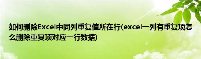 如何刪除Excel中同列重復(fù)值所在行(excel一列有重復(fù)項(xiàng)怎么刪除重復(fù)項(xiàng)對應(yīng)一行數(shù)據(jù))