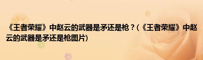 《王者榮耀》中趙云的武器是矛還是槍？(《王者榮耀》中趙云的武器是矛還是槍圖片)