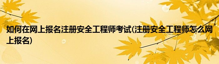 如何在網上報名注冊安全工程師考試(注冊安全工程師怎么網上報名)