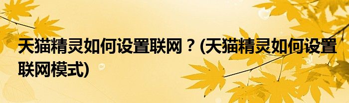 天貓精靈如何設置聯網？(天貓精靈如何設置聯網模式)