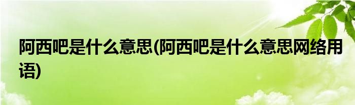 阿西吧是什么意思(阿西吧是什么意思網(wǎng)絡(luò)用語(yǔ))