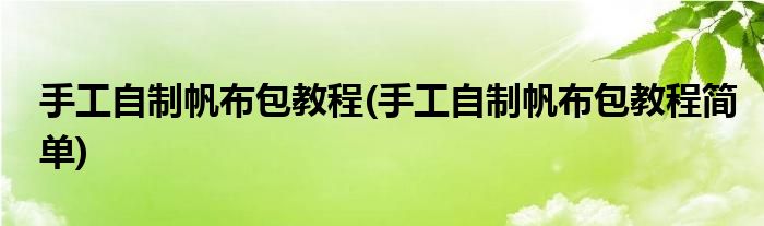 手工自制帆布包教程(手工自制帆布包教程簡(jiǎn)單)