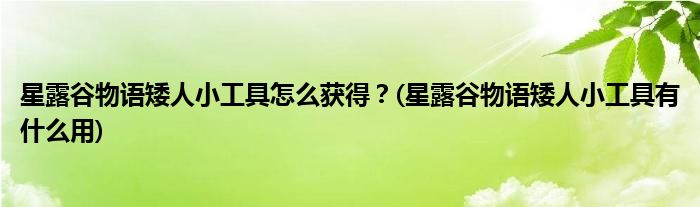 星露谷物語(yǔ)矮人小工具怎么獲得？(星露谷物語(yǔ)矮人小工具有什么用)