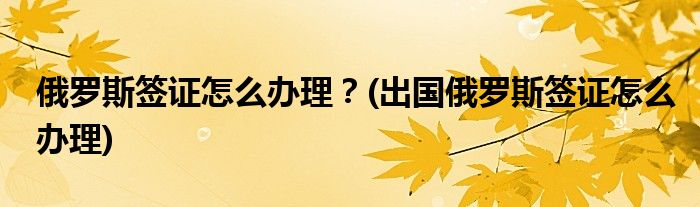 俄羅斯簽證怎么辦理？(出國(guó)俄羅斯簽證怎么辦理)