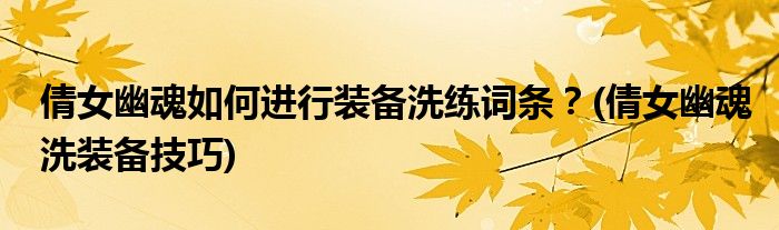 倩女幽魂如何進行裝備洗練詞條？(倩女幽魂洗裝備技巧)