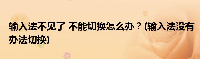 輸入法不見(jiàn)了 不能切換怎么辦？(輸入法沒(méi)有辦法切換)