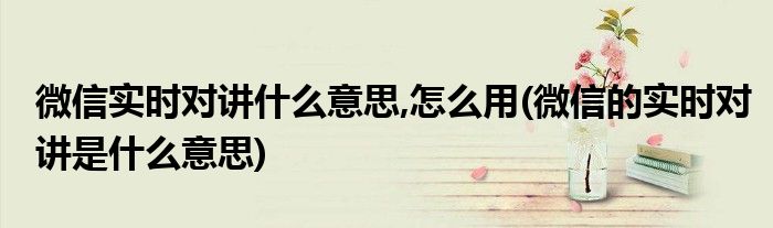 微信實(shí)時(shí)對(duì)講什么意思,怎么用(微信的實(shí)時(shí)對(duì)講是什么意思)