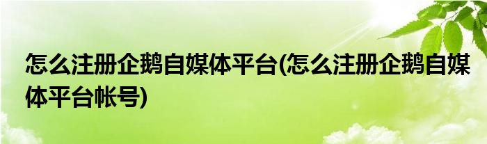 怎么注冊企鵝自媒體平臺(tái)(怎么注冊企鵝自媒體平臺(tái)帳號(hào))