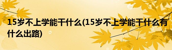 15歲不上學(xué)能干什么(15歲不上學(xué)能干什么有什么出路)