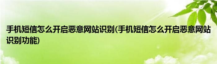 手機短信怎么開啟惡意網(wǎng)站識別(手機短信怎么開啟惡意網(wǎng)站識別功能)