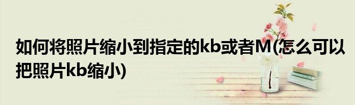 如何將照片縮小到指定的kb或者M(jìn)(怎么可以把照片kb縮小)