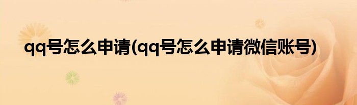 qq號怎么申請(qq號怎么申請微信賬號)