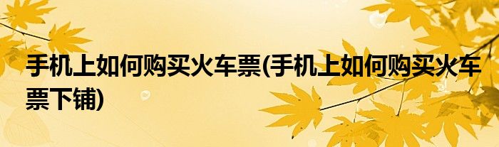 手機(jī)上如何購(gòu)買火車票(手機(jī)上如何購(gòu)買火車票下鋪)