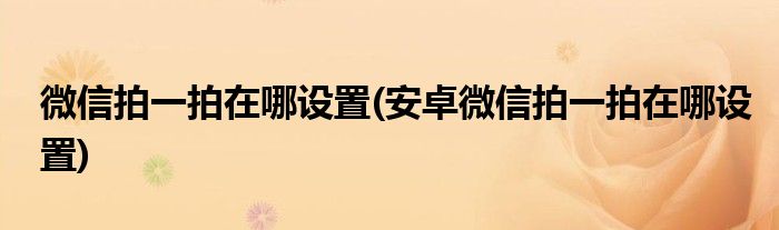 微信拍一拍在哪設(shè)置(安卓微信拍一拍在哪設(shè)置)