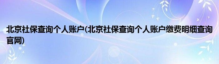 北京社保查詢個(gè)人賬戶(北京社保查詢個(gè)人賬戶繳費(fèi)明細(xì)查詢官網(wǎng))