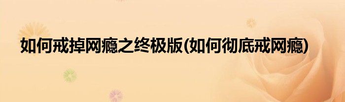 如何戒掉網(wǎng)癮之終極版(如何徹底戒網(wǎng)癮)