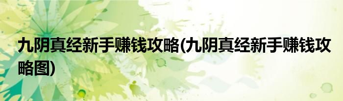 九陰真經(jīng)新手賺錢攻略(九陰真經(jīng)新手賺錢攻略圖)