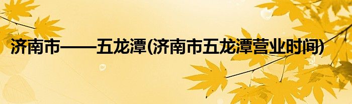 濟南市——五龍?zhí)?濟南市五龍?zhí)稜I業(yè)時間)