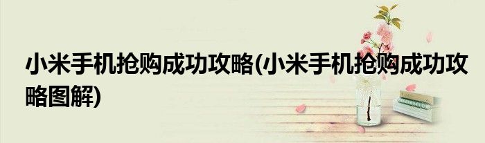 小米手機(jī)搶購(gòu)成功攻略(小米手機(jī)搶購(gòu)成功攻略圖解)