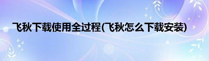 飛秋下載使用全過程(飛秋怎么下載安裝)