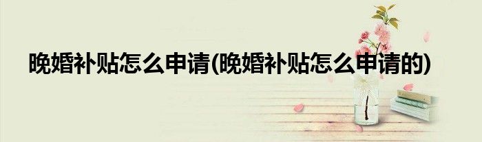 晚婚補(bǔ)貼怎么申請(qǐng)(晚婚補(bǔ)貼怎么申請(qǐng)的)