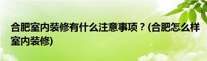 合肥室內(nèi)裝修有什么注意事項(xiàng)？(合肥怎么樣室內(nèi)裝修)