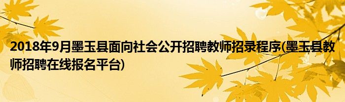 2018年9月墨玉縣面向社會(huì)公開招聘教師招錄程序(墨玉縣教師招聘在線報(bào)名平臺(tái))
