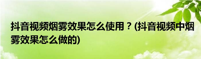 抖音視頻煙霧效果怎么使用？(抖音視頻中煙霧效果怎么做的)