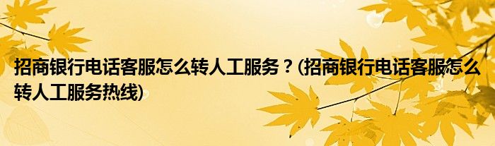 招商銀行電話(huà)客服怎么轉(zhuǎn)人工服務(wù)？(招商銀行電話(huà)客服怎么轉(zhuǎn)人工服務(wù)熱線(xiàn))