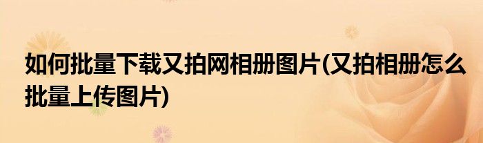 如何批量下載又拍網相冊圖片(又拍相冊怎么批量上傳圖片)
