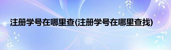 注冊學號在哪里查(注冊學號在哪里查找)