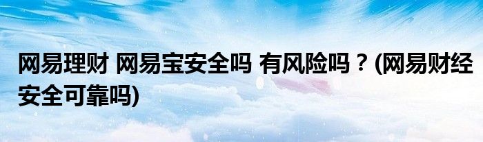 網(wǎng)易理財(cái) 網(wǎng)易寶安全嗎 有風(fēng)險(xiǎn)嗎？(網(wǎng)易財(cái)經(jīng)安全可靠嗎)