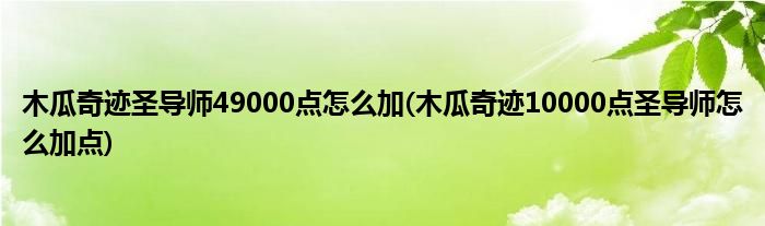 木瓜奇跡圣導(dǎo)師49000點(diǎn)怎么加(木瓜奇跡10000點(diǎn)圣導(dǎo)師怎么加點(diǎn))