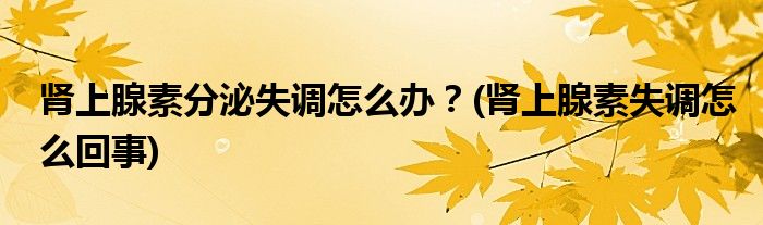 腎上腺素分泌失調(diào)怎么辦？(腎上腺素失調(diào)怎么回事)