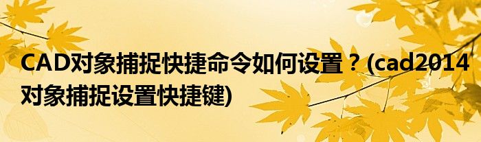 CAD對象捕捉快捷命令如何設(shè)置？(cad2014對象捕捉設(shè)置快捷鍵)