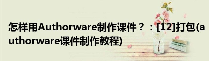 怎樣用Authorware制作課件？：[12]打包(authorware課件制作教程)