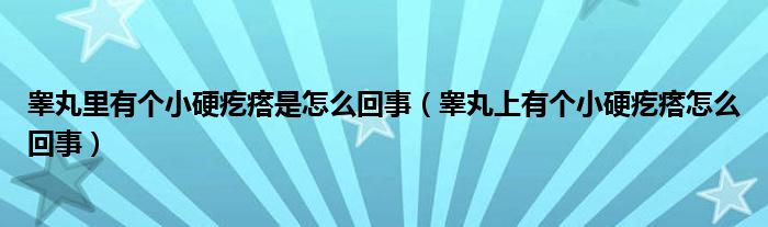 睪丸里有個(gè)小硬疙瘩是怎么回事（睪丸上有個(gè)小硬疙瘩怎么回事）
