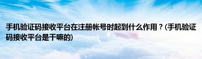 手機(jī)驗(yàn)證碼接收平臺(tái)在注冊(cè)帳號(hào)時(shí)起到什么作用？(手機(jī)驗(yàn)證碼接收平臺(tái)是干嘛的)