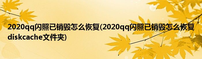 2020qq閃照已銷毀怎么恢復(fù)(2020qq閃照已銷毀怎么恢復(fù)diskcache文件夾)
