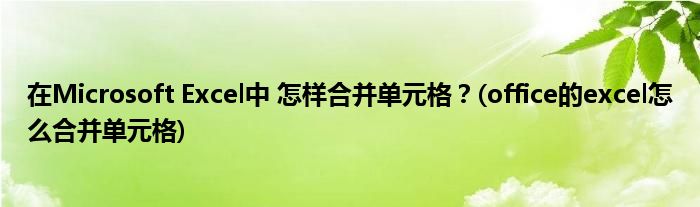 在Microsoft Excel中 怎樣合并單元格？(office的excel怎么合并單元格)