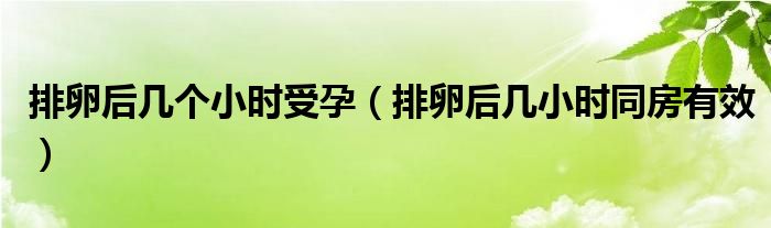 排卵后幾個(gè)小時(shí)受孕（排卵后幾小時(shí)同房有效）