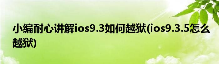 小編耐心講解ios9.3如何越獄(ios9.3.5怎么越獄)