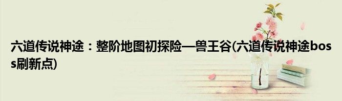 六道傳說神途：整階地圖初探險(xiǎn)—獸王谷(六道傳說神途boss刷新點(diǎn))