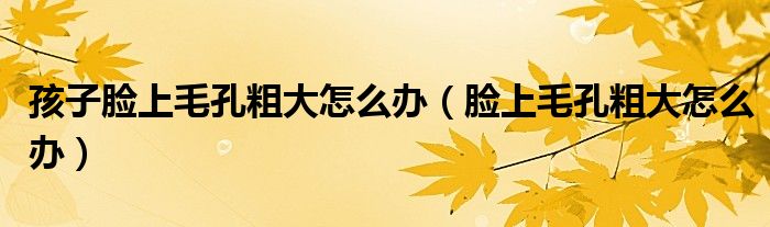 孩子臉上毛孔粗大怎么辦(臉上毛孔粗大怎么辦)