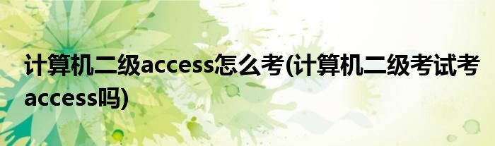 計(jì)算機(jī)二級(jí)access怎么考(計(jì)算機(jī)二級(jí)考試考access嗎)