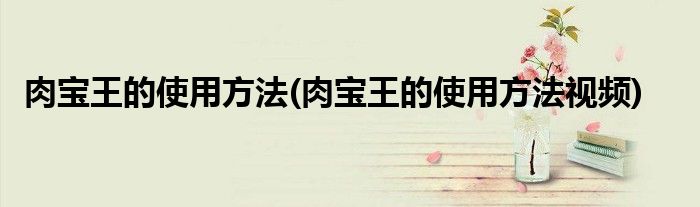 肉寶王的使用方法(肉寶王的使用方法視頻)