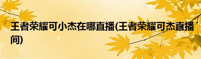 王者榮耀可小杰在哪直播(王者榮耀可杰直播間)