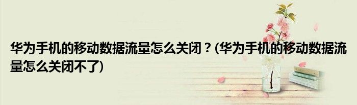 華為手機的移動數(shù)據(jù)流量怎么關(guān)閉？(華為手機的移動數(shù)據(jù)流量怎么關(guān)閉不了)